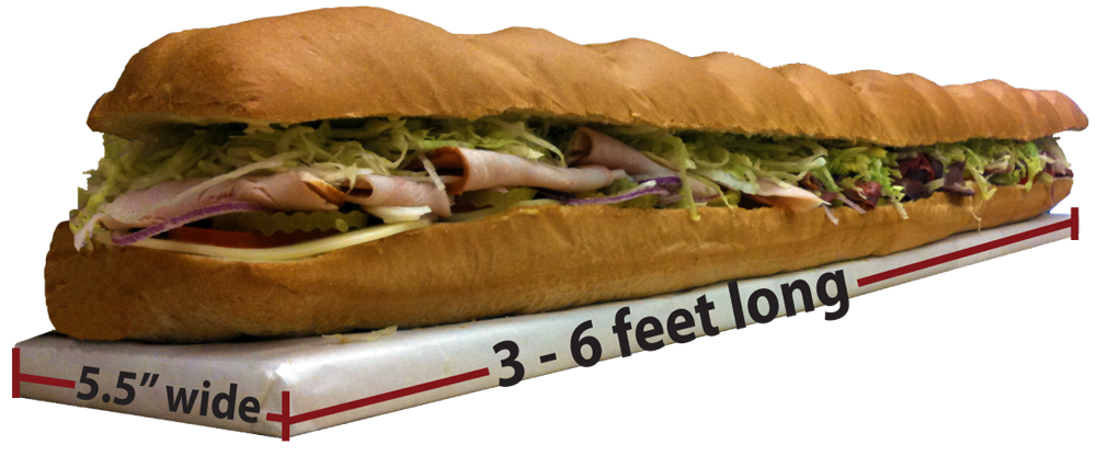 Giant party sub sliced for a crowd